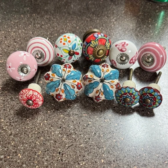 11 Colorful Ceramic Drawer Knobs Set - Picture 1 of 12